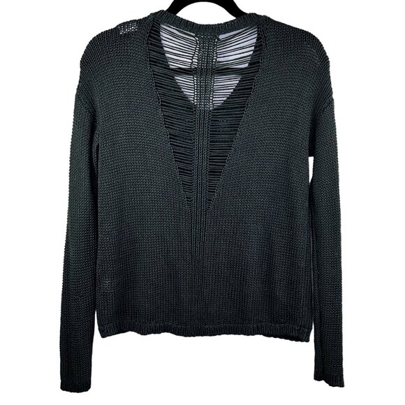 TOKYO DARLING Dark Green V-Neck Sweater With Strappy Back Design Size S NWOT - Picture 2 of 4